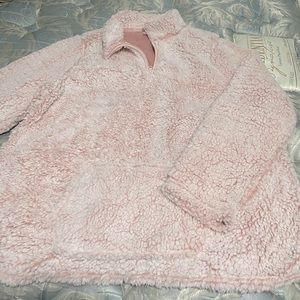 Long-sleeve pink Sherpa jacket